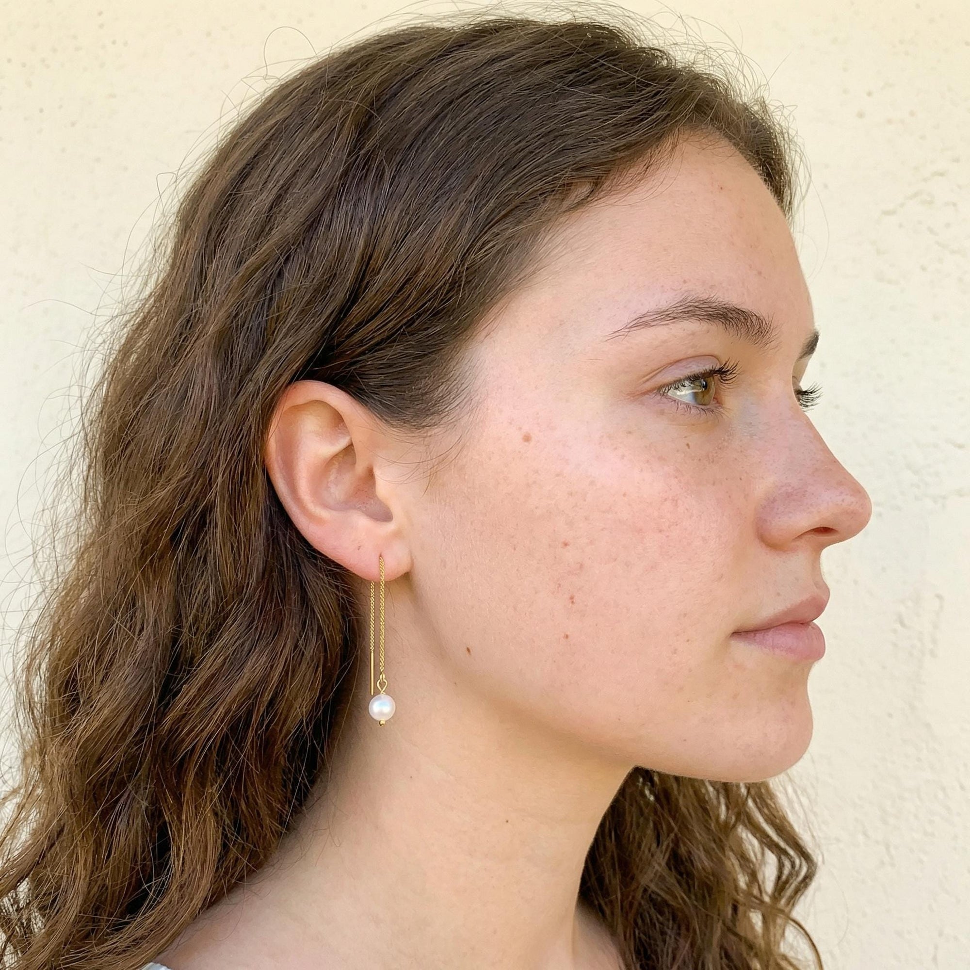 Freshwater Pearl Chain Earrings in Gold Filled, Solid Gold or Sterling Silver - Melt'm Jewelry