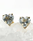 Heart Aquamarine Earrings 14k Solid Gold