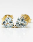Heart Aquamarine Earrings 14k Solid Gold