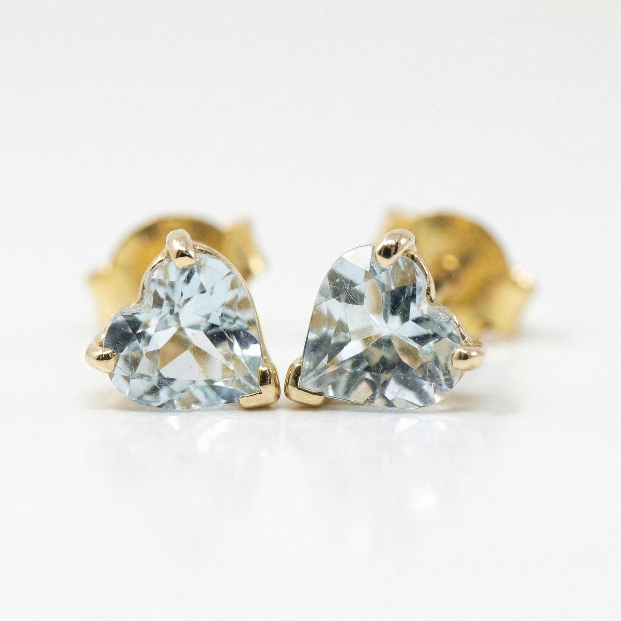 Heart Aquamarine Earrings 14k Solid Gold - Melt'm Jewelry