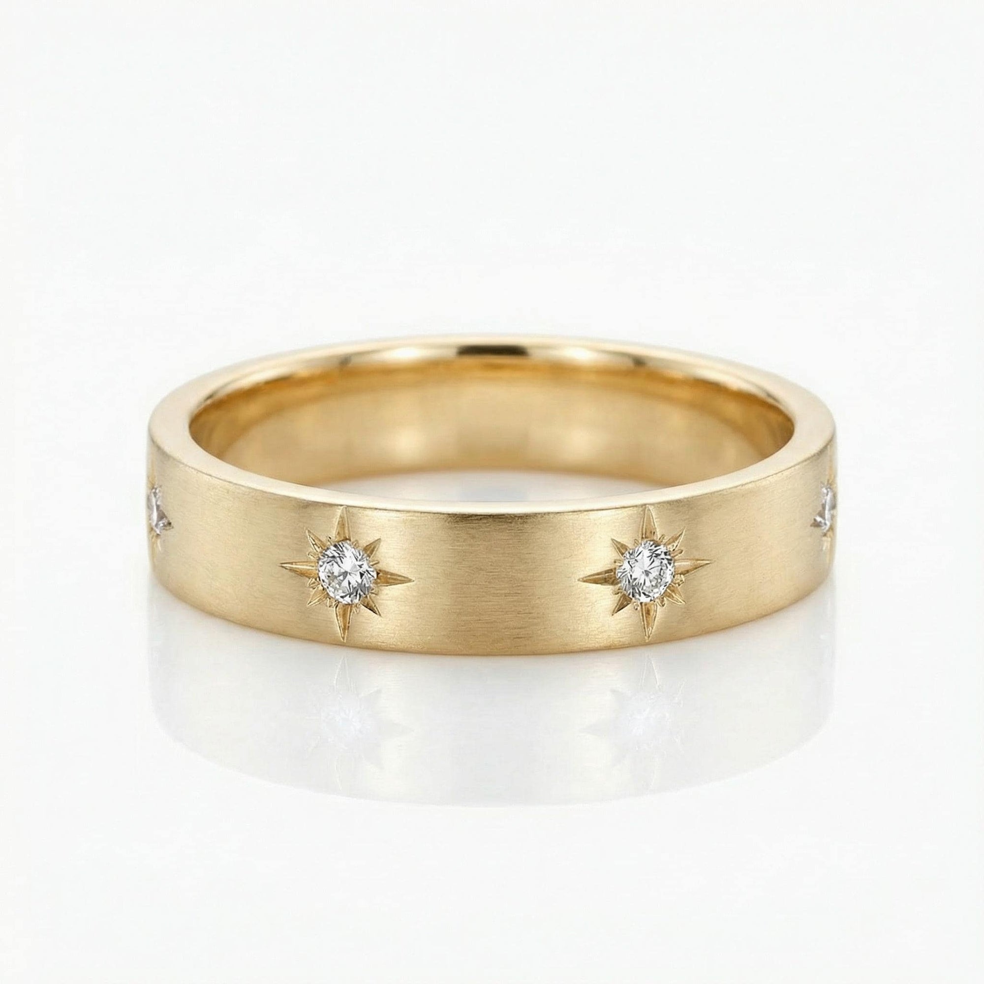 Diamond Starburst Eternity Wedding Band 14k Gold - Melt'm Jewelry