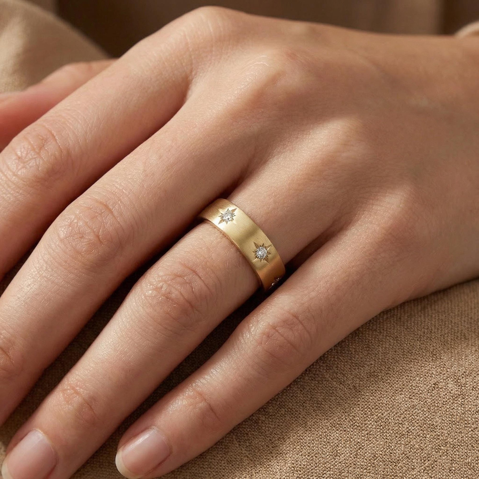 Diamond Starburst Eternity Wedding Band 14k Gold - Melt'm Jewelry