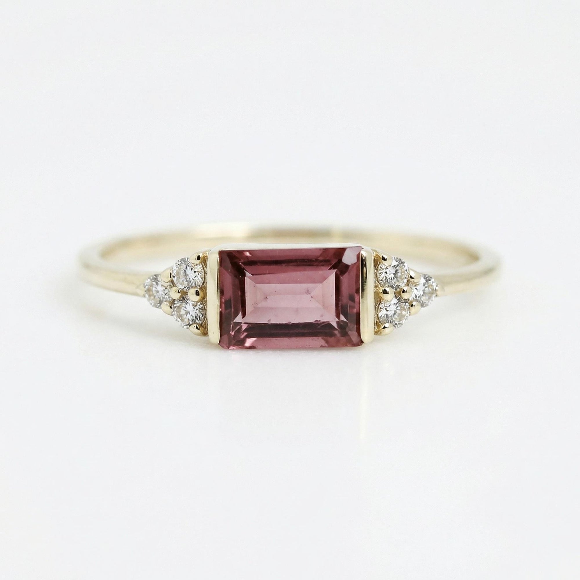 Baguette Pink Tourmaline & Diamond Art Deco Ring - Melt'm Jewelry