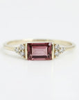 Baguette Pink Tourmaline & Diamond Art Deco Ring - Melt'm Jewelry