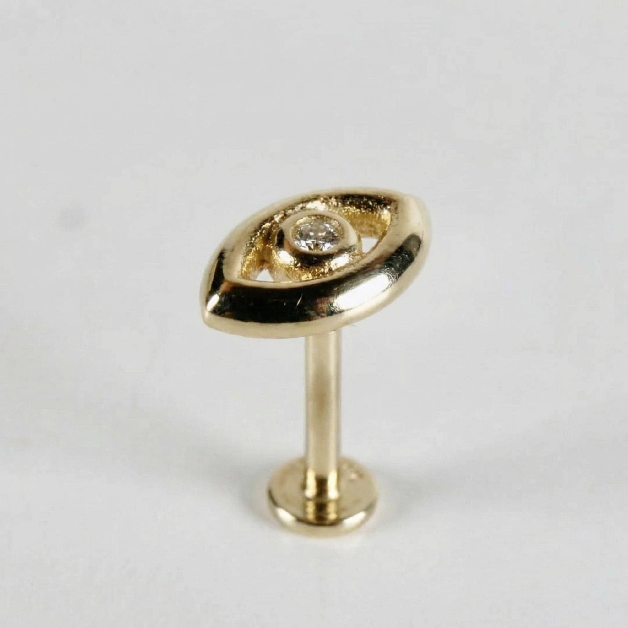 Evil Eye Flat Back Earrings 14k Solid Gold, Luck Symbol Stack Earrings - Melt'm Jewelry