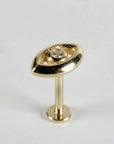 Evil Eye Flat Back Earrings 14k Solid Gold, Luck Symbol Stack Earrings - Melt'm Jewelry