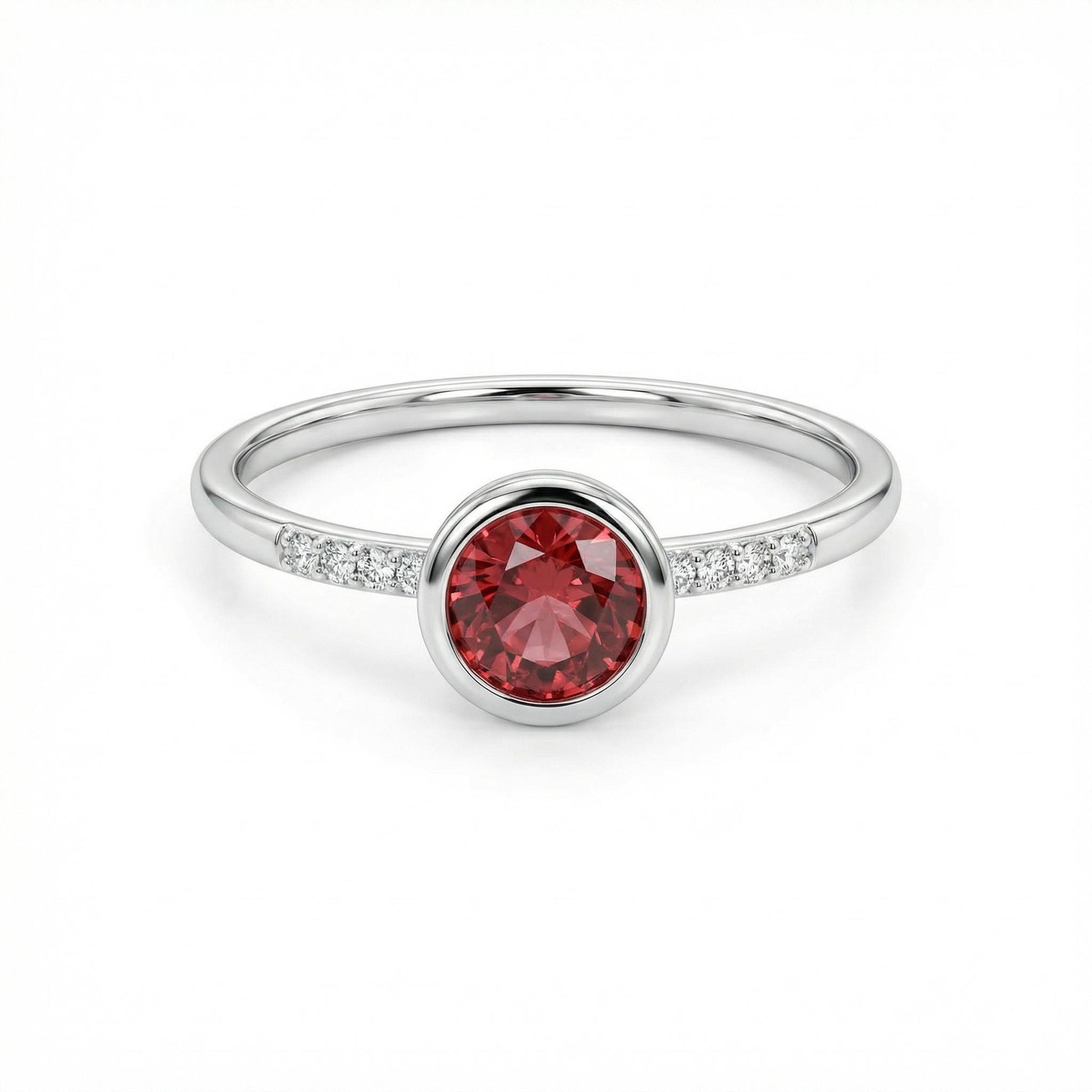Dainty Pink Tourmaline Ring, 14k Solid Gold Blush Solitaire Ring With Diamonds - Melt'm Jewelry