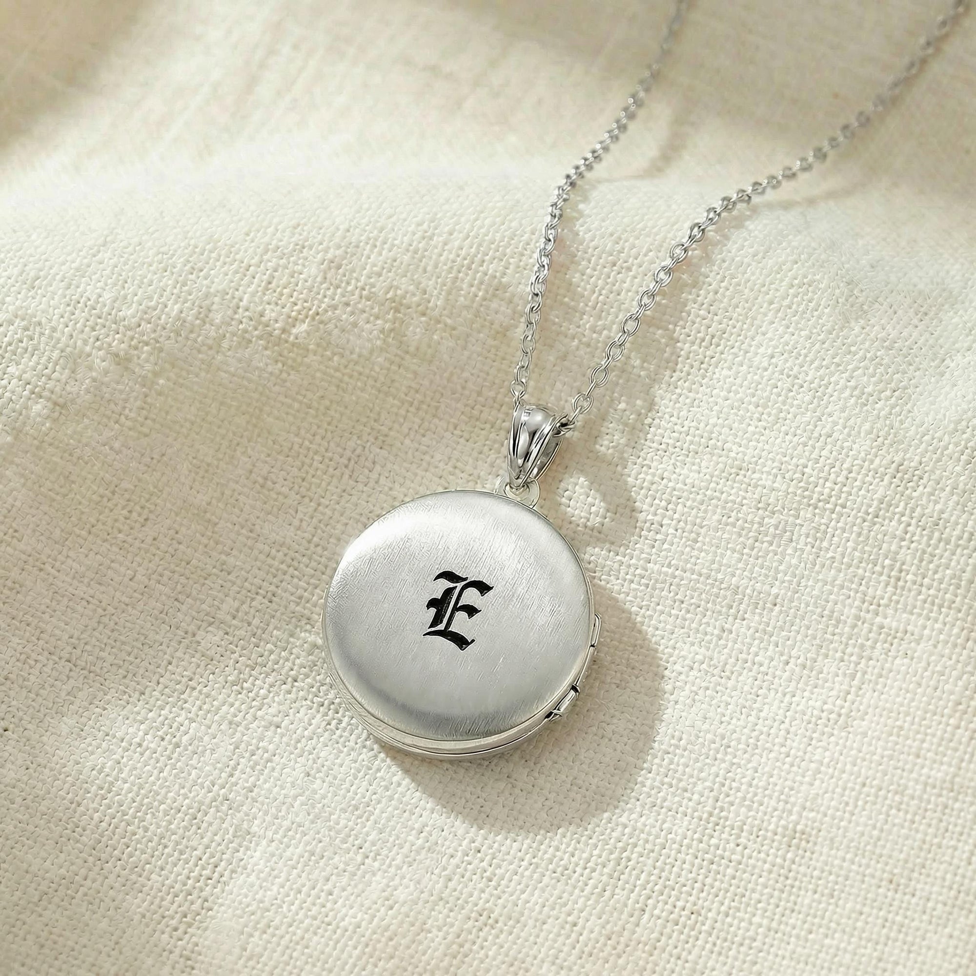 North Star Round Locket Necklace Sterling Silver, Photo Locket Pendant