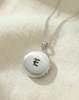 North Star Round Locket Necklace Sterling Silver, Photo Locket Pendant