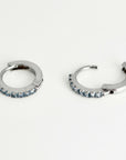 14k white gold aquamarine hoop earring, small 10mm huggie for cartilage or second piercing, March birthstone