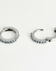 14k white gold aquamarine hoop earring, small 10mm huggie for cartilage or second piercing, March birthstone