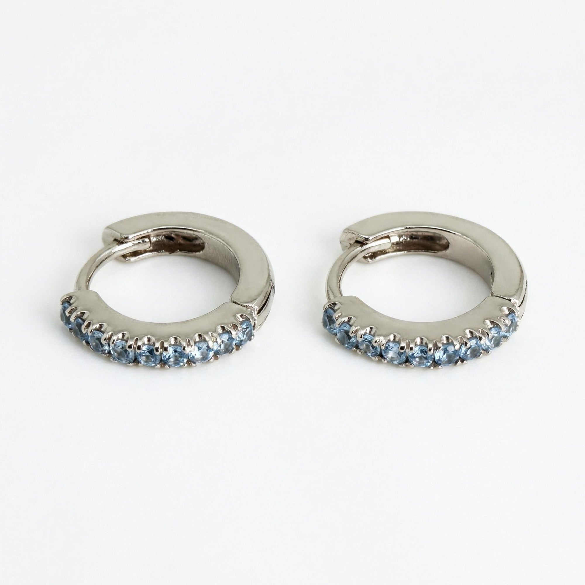 Mini Aquamarine Huggie Earrings in 14k White, Rose or Yellow Gold (Single or Pair)