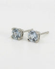 Natural aquamarine stud earrings in 14k gold, dainty bridal wedding earrings