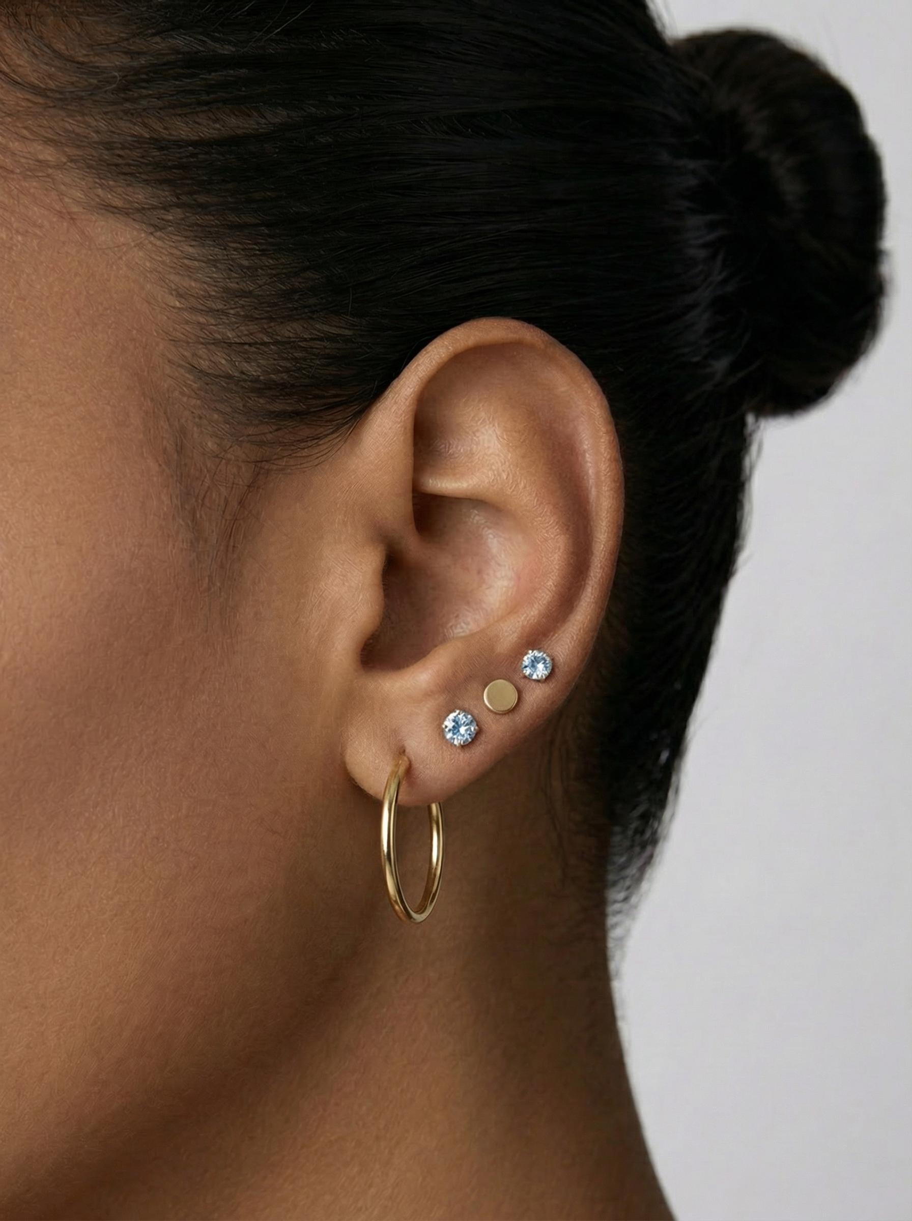 Aquamarine Stud Earrings 14k Gold
