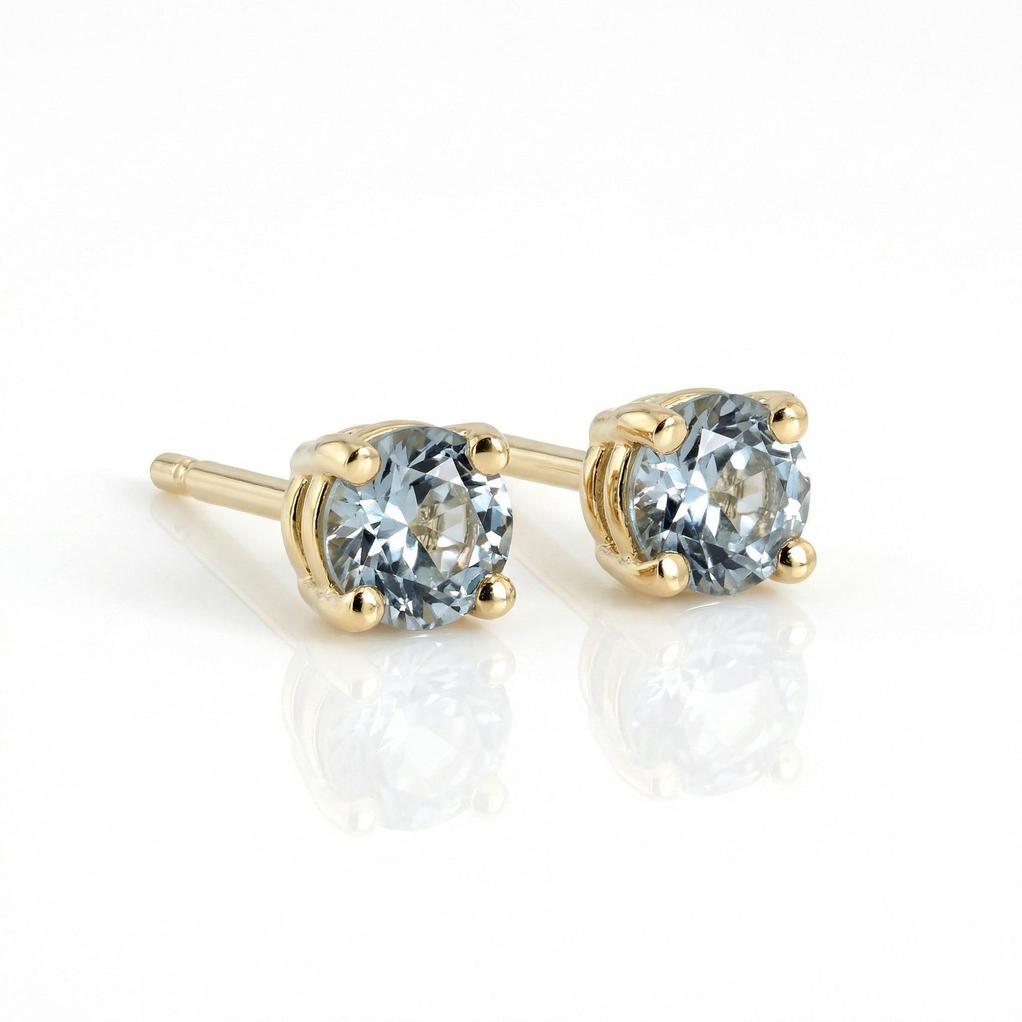 Aquamarine Stud Earrings 14k Gold - Melt'm Jewelry