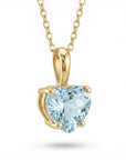 aquamarine heart necklace 14k solid gold march birthstone pendant