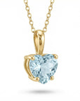 Heart Shape Aquamarine Necklace 14k Solid Gold - Melt'm Jewelry