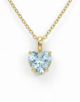 Heart Shape Aquamarine Necklace 14k Solid Gold - Melt'm Jewelry