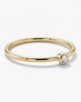 Dainty Diamond Ring 14k Solid Gold – Tiny Bezel Set Diamond Solitaire Stacking Ring - Melt'm Jewelry