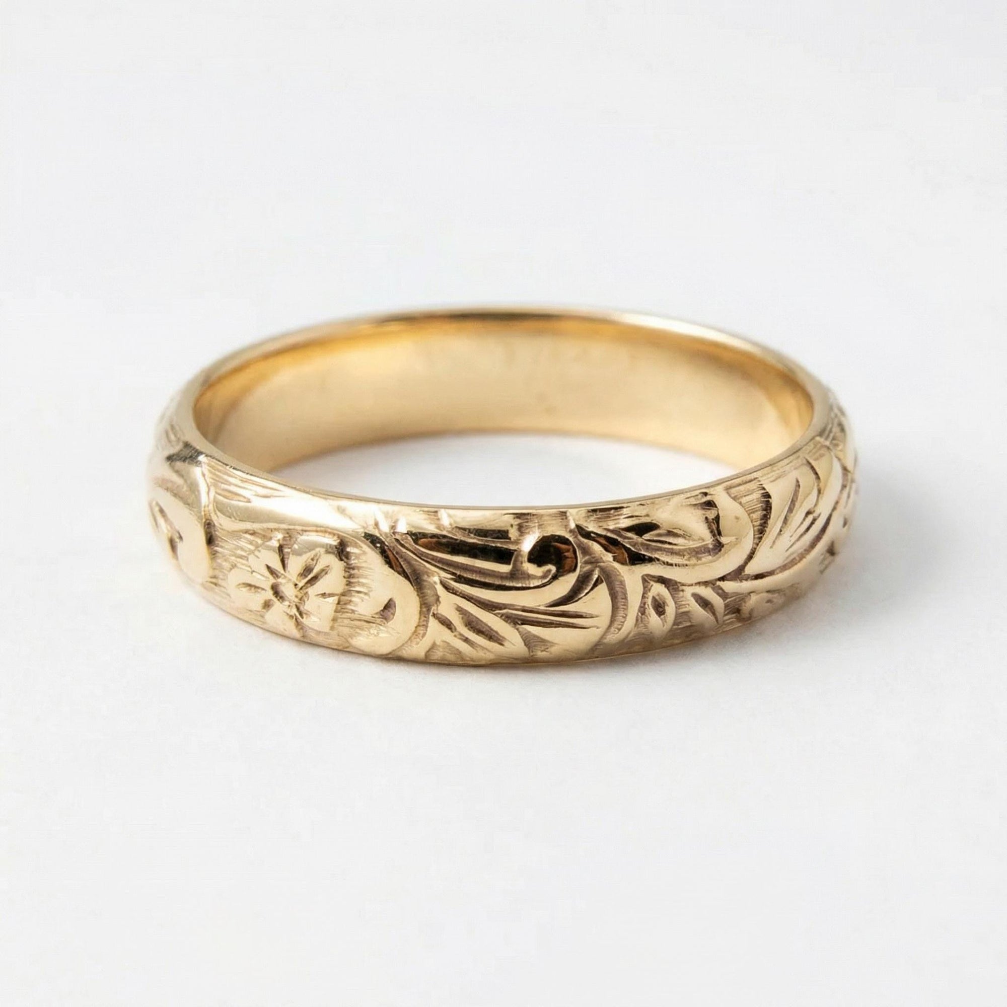 Art Nouveau Romantic Floral Wedding Band Ring Art Nouveau Romantic - Melt'm Jewelry