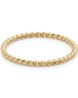 14K solid gold twist ring dainty minimalist stacking band handmade rope design
