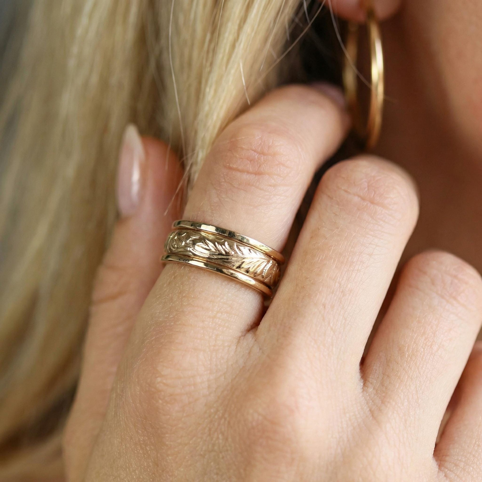 Art Nouveau Romantic Floral Wedding Band Ring Art Nouveau Romantic - Melt'm Jewelry