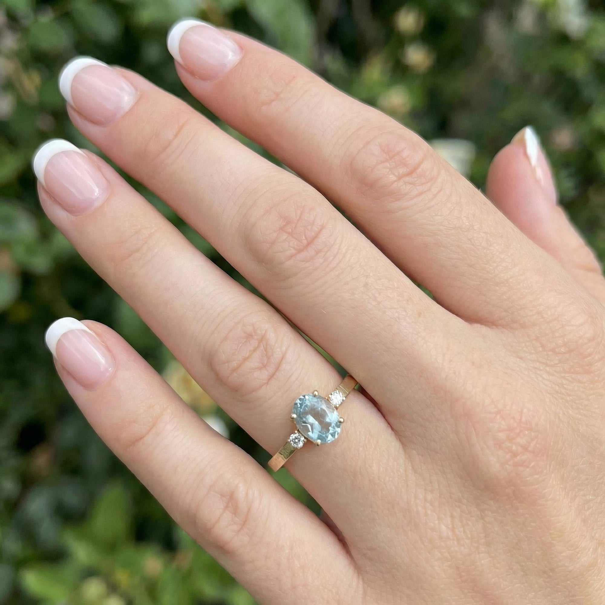 Oval Aquamarine Diamond Ring 14k Gold, Aquamarine Engagement Ring March Birthstone