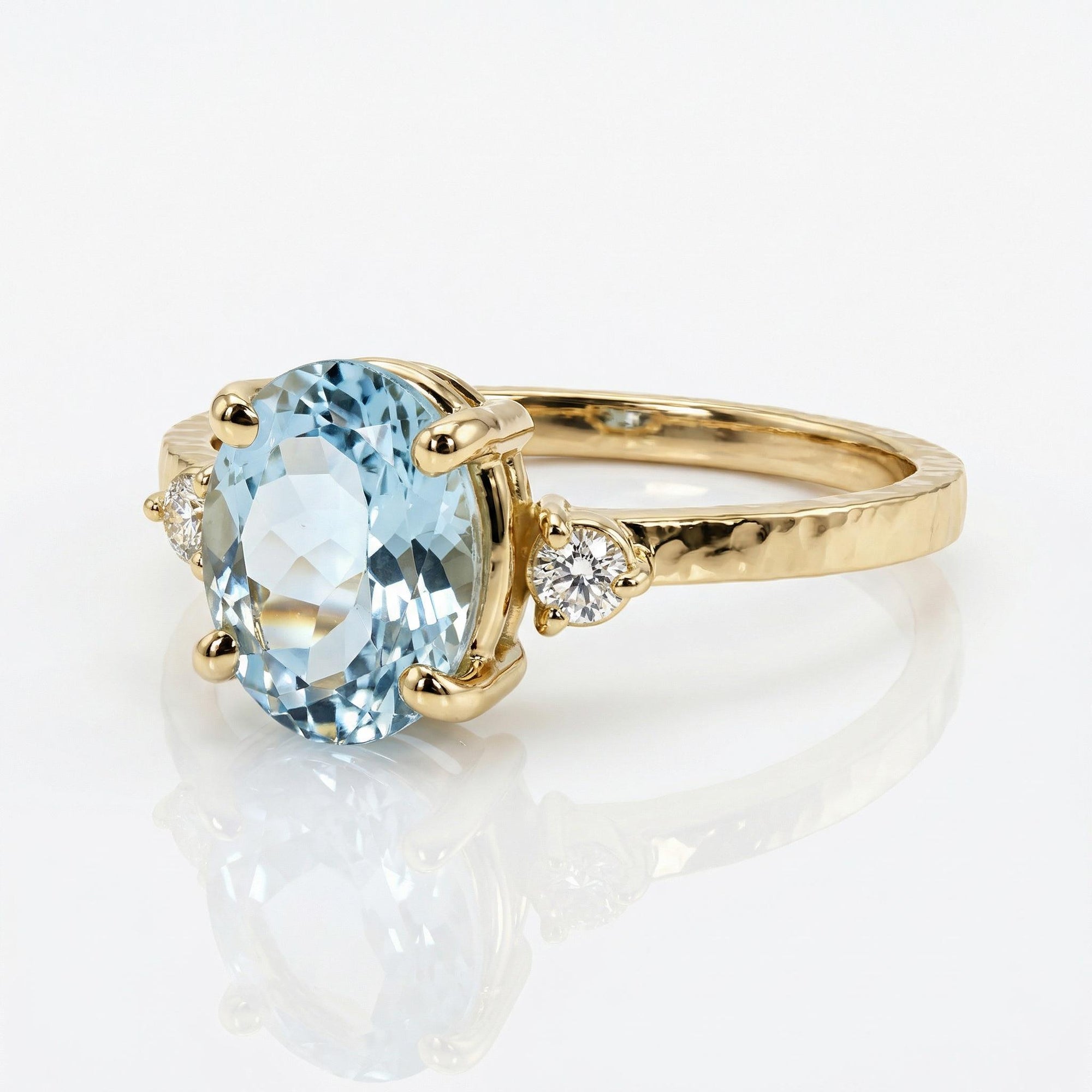 march birthstone aquamarine ring in 14k gold with diamond accents elegant cluster ring