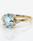 march birthstone aquamarine ring in 14k gold with diamond accents elegant cluster ring