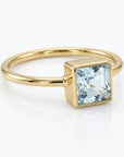 art deco aquamarine ring with princess cut stone in 14k gold