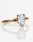 14k gold moonstone ring with pear shape stone, statement gemstone ring, June birthstone gift for her