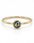 Dainty salt and pepper diamond ring in solid 14k gold, minimalist rustic diamond engagement ring