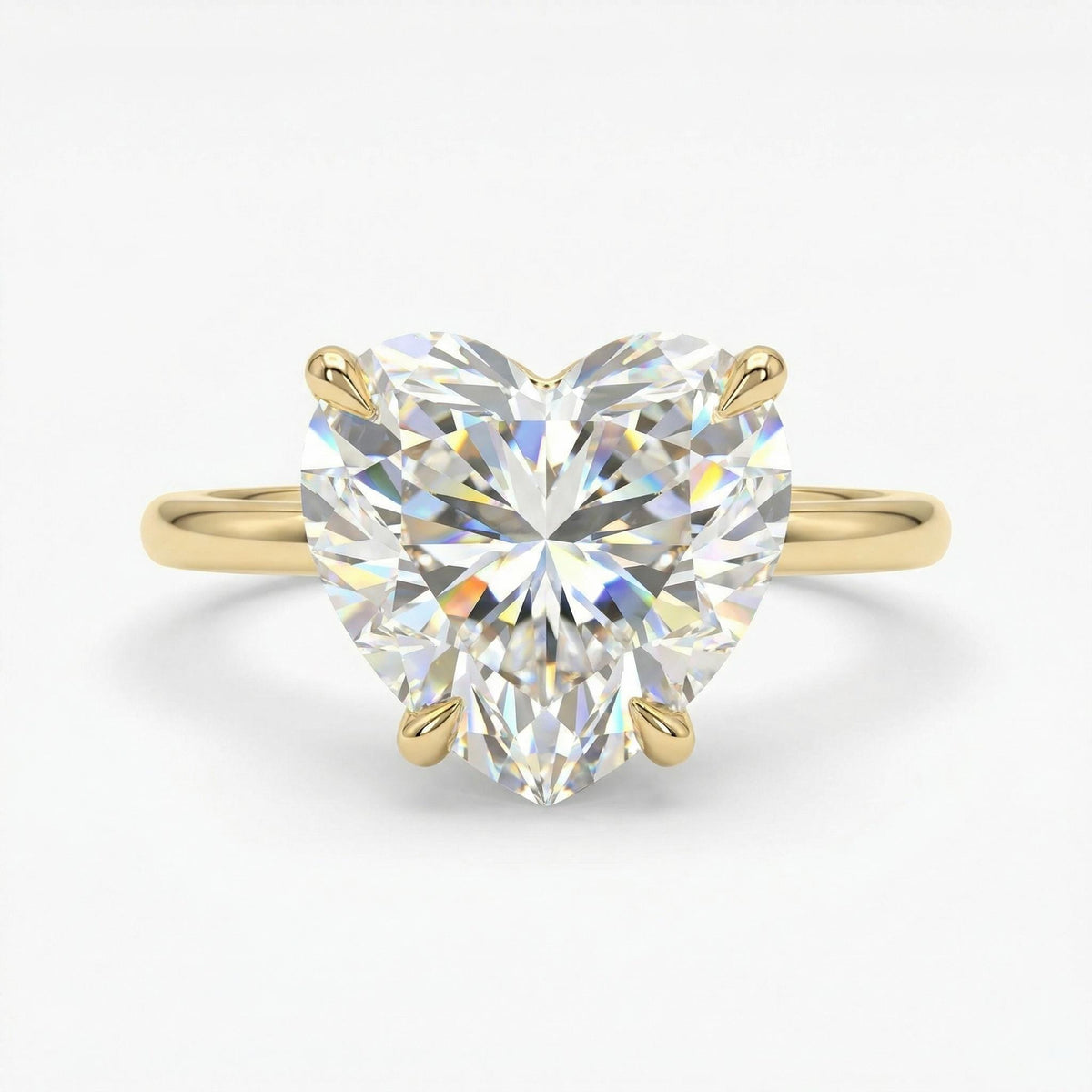 14k gold heart moissanite solitaire ring romantic engagement ring for women