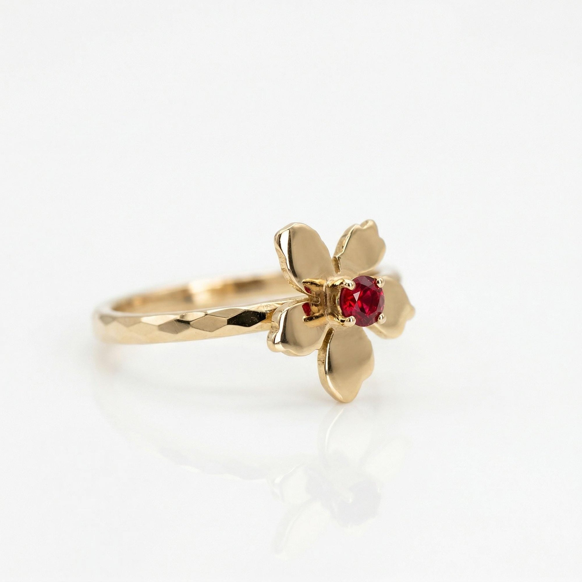 Handmade Floral Gemstone Rings 14k Solid Gold - Melt'm Jewelry