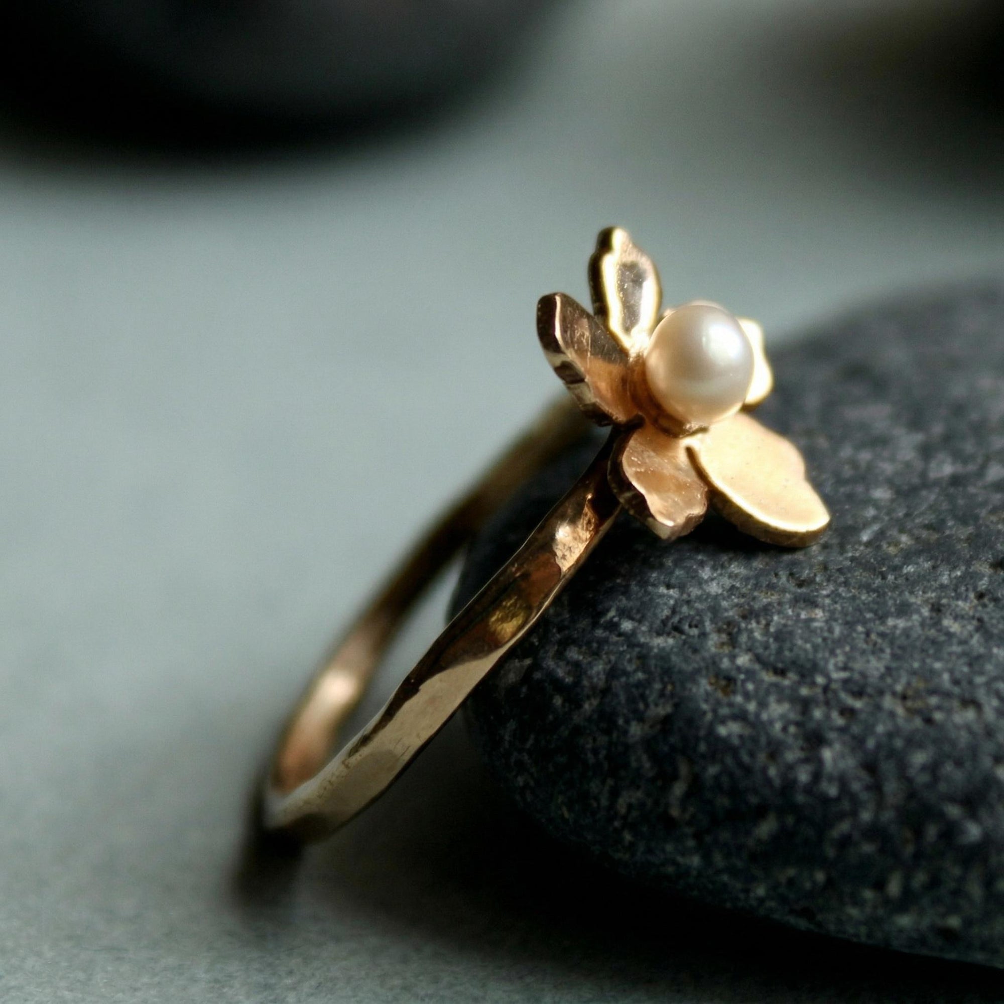 Handmade Floral Gemstone Rings in 14k Solid Gold