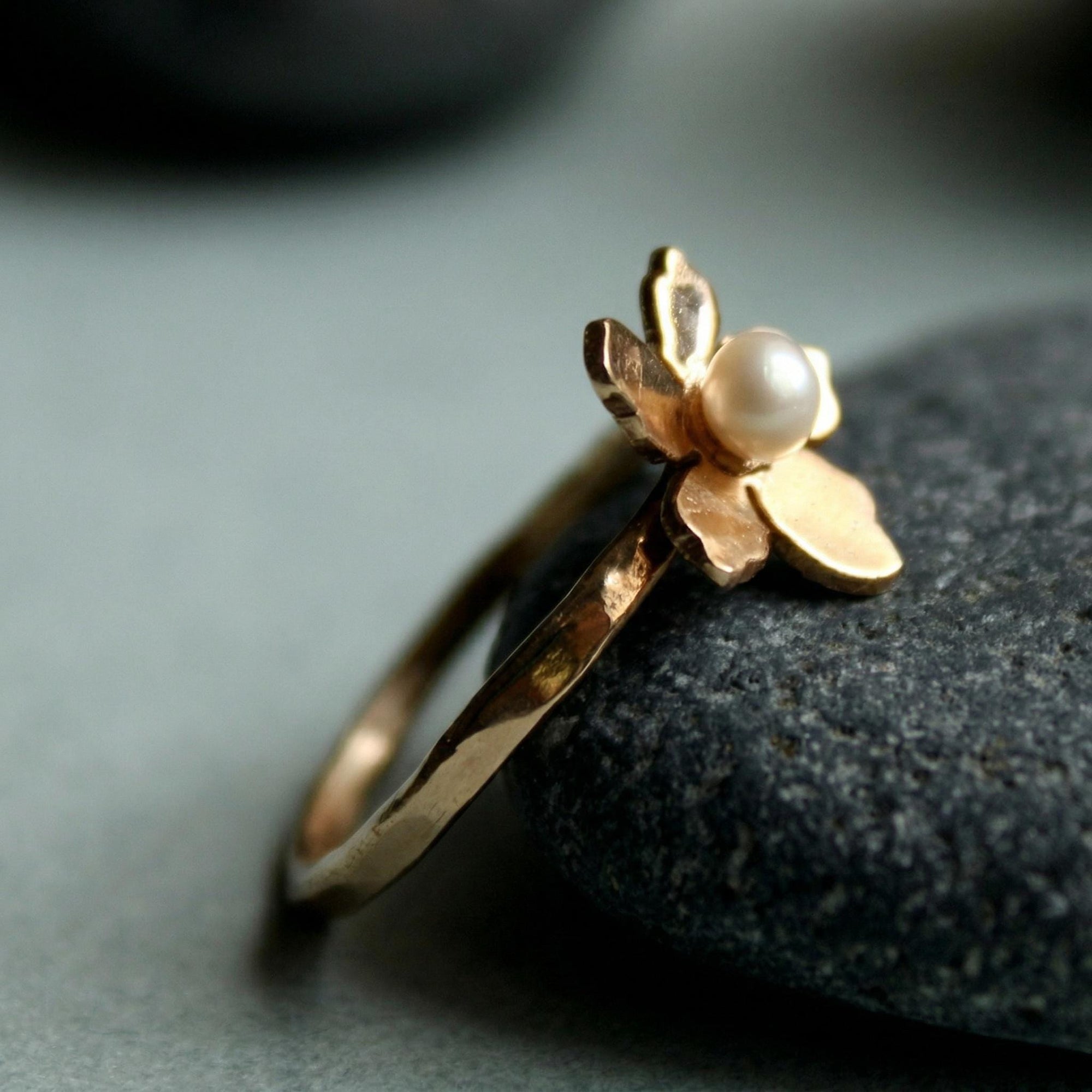 Handmade Floral Gemstone Rings in 14k Solid Gold - Melt'm Jewelry
