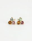 Tourmaline Flower Earrings – Pink Gemstone Cluster Studs in 14k Solid Gold - Melt'm Jewelry
