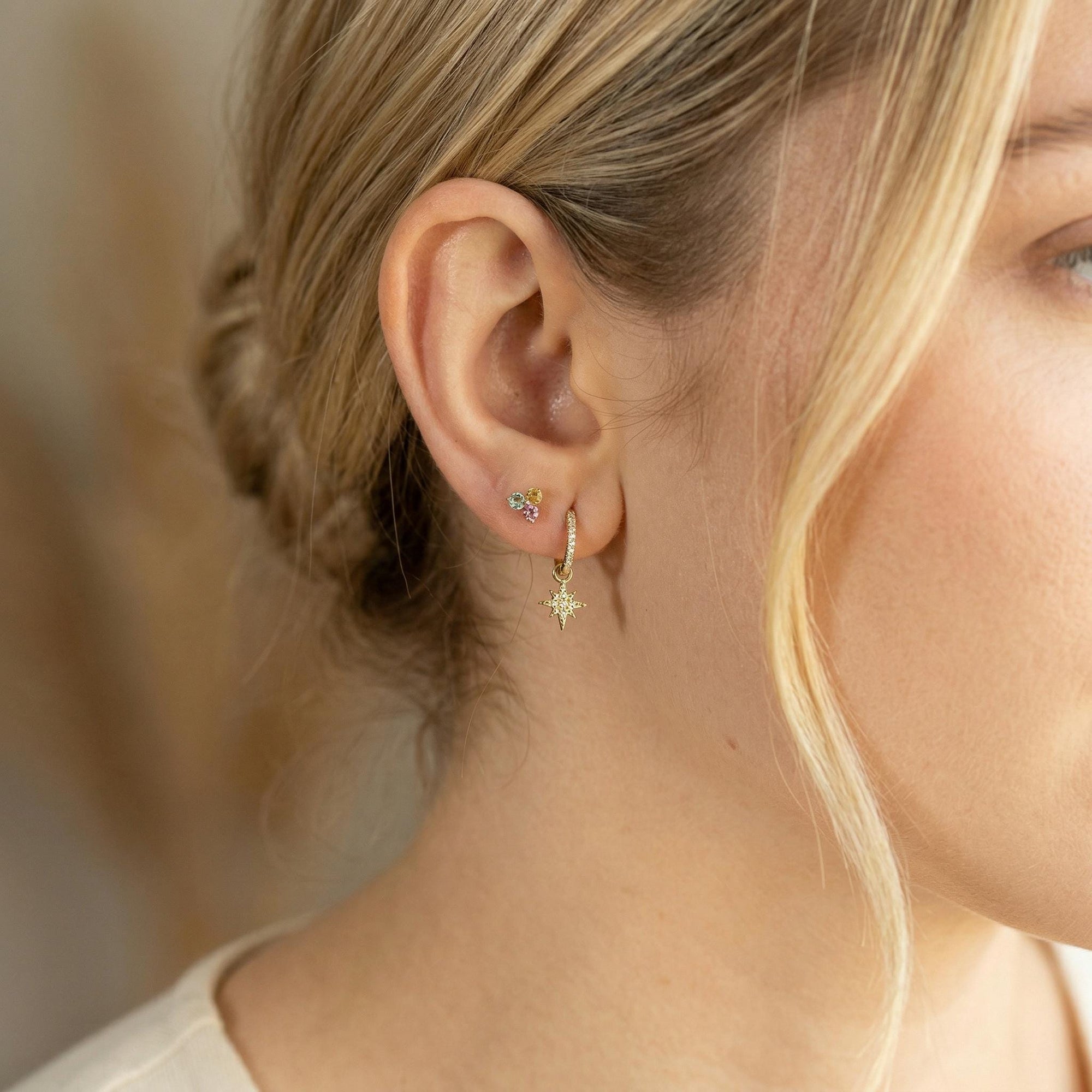 Tourmaline Flower Earrings – Pink Gemstone Cluster Studs in 14k Solid Gold - Melt'm Jewelry