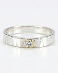 Hammered Silver Band Diamond Ring, Mixed Metal Ring - Melt'm Jewelry