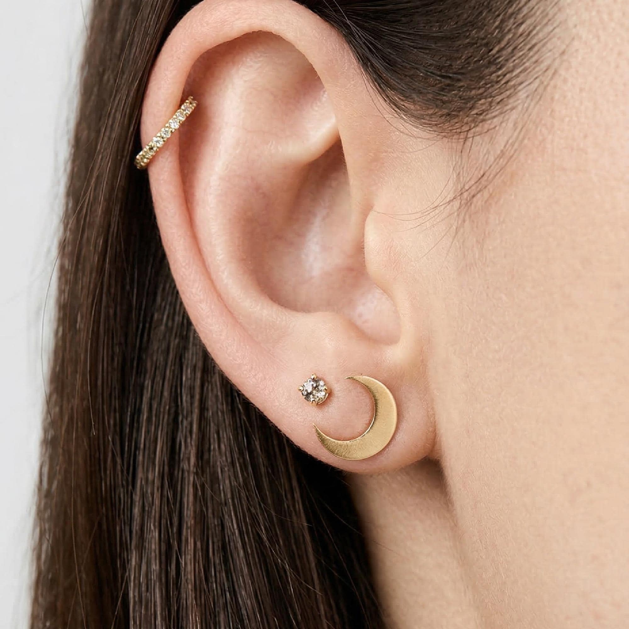 Moon and Star Earrings 14k Solid Gold - Melt'm Jewelry