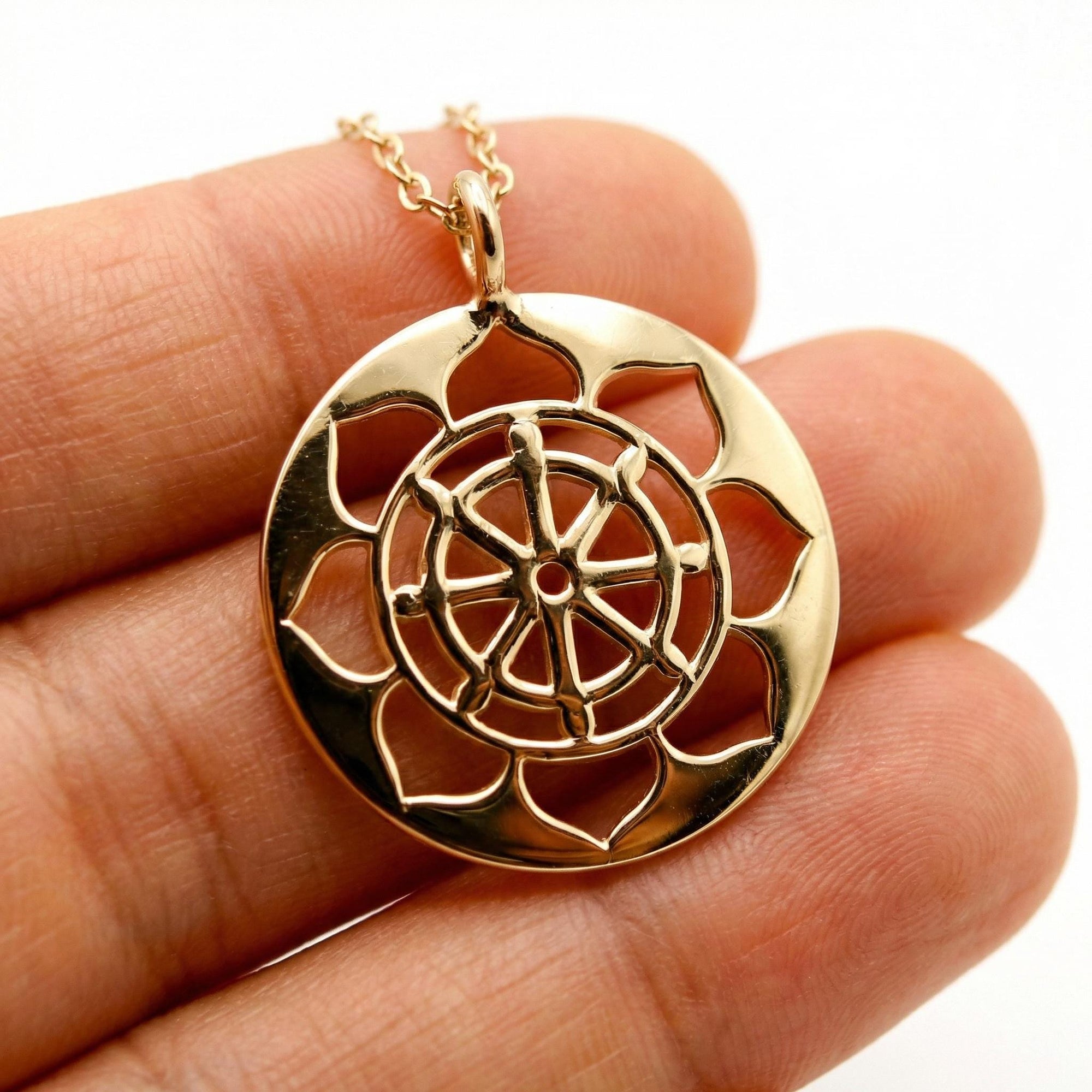 Heart Chakra Necklace – 14k Solid Gold Anahata Chakra Medallion Pendant, Spiritual Yoga Jewelry - Melt'm Jewelry