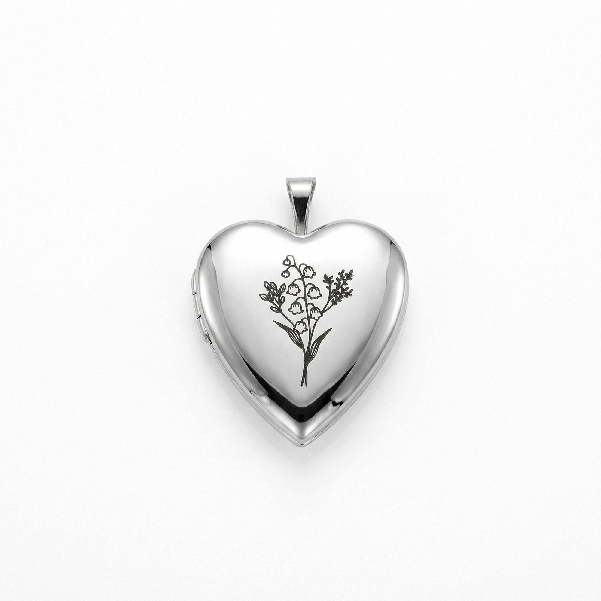 Sterling silver heart locket necklace with photo inside memorial keepsake pendant on chain