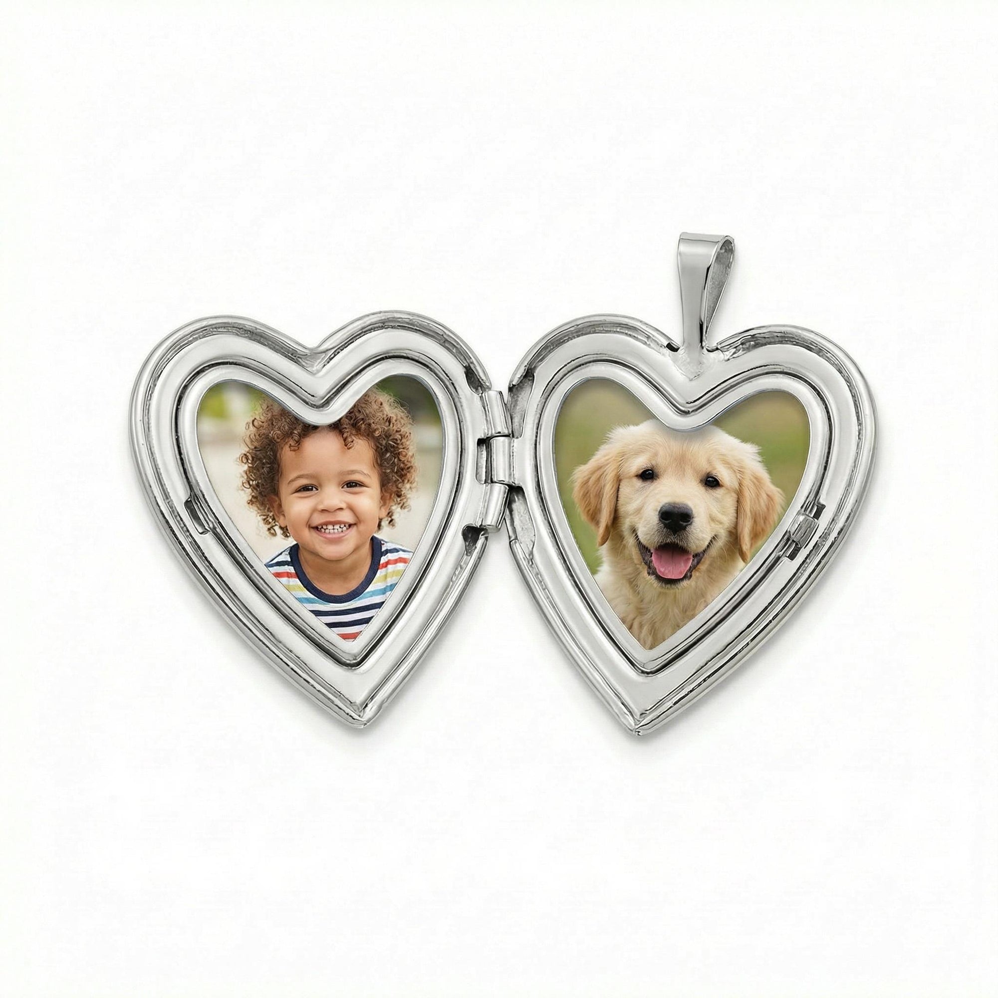 Heart Photo Locket Necklace Sterling Silver, Memorial Jewelry, Pet Memory Locket