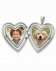 Heart Photo Locket Necklace Sterling Silver, Memorial Jewelry, Pet Memory Locket