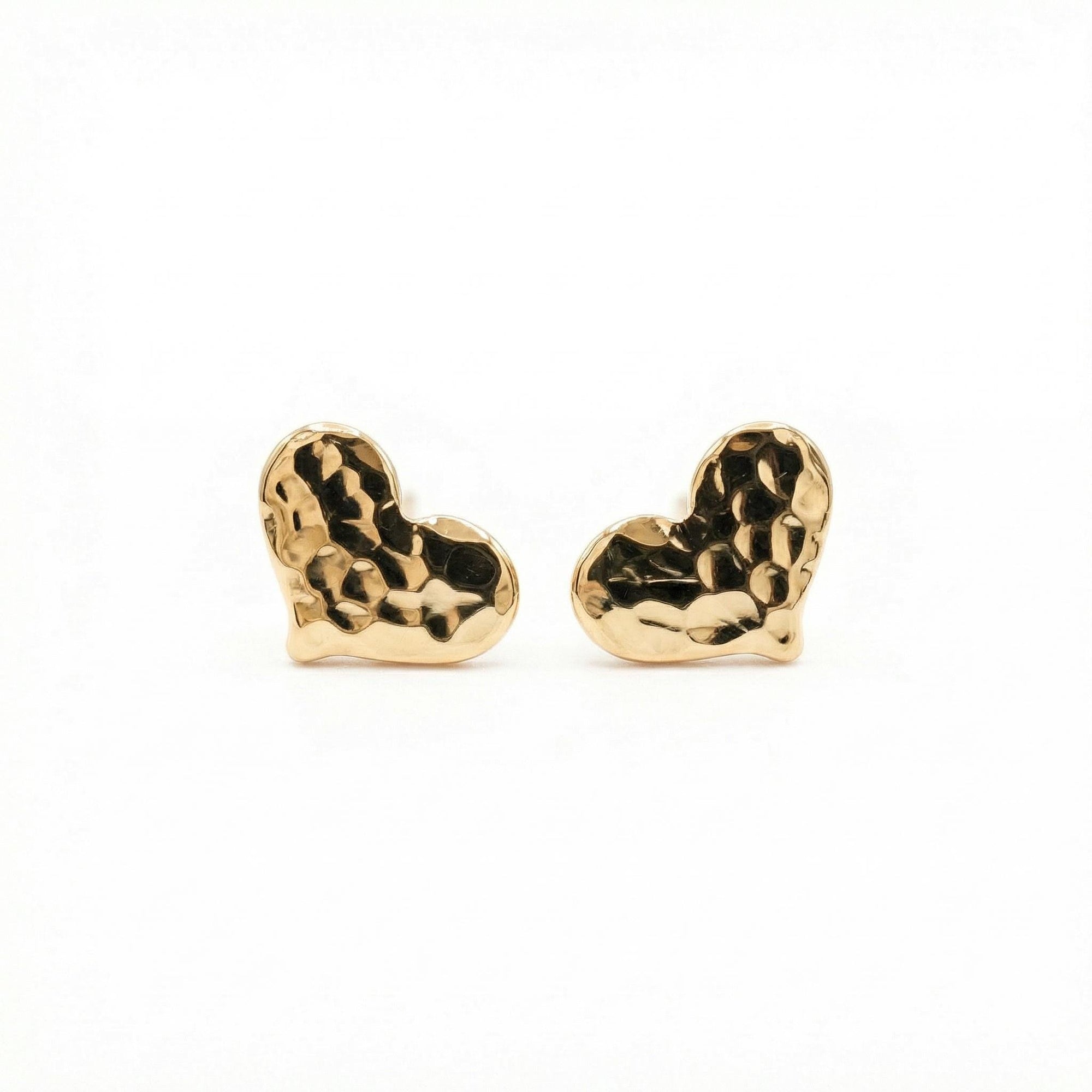 Tiny Heart Stud Earrings – Gold Filled Minimalist Earrings (Smooth or Hammered) - Melt'm Jewelry