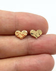 Tiny Heart Stud Earrings – Gold Filled Minimalist Earrings (Smooth or Hammered)
