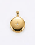 round north star locket necklace 14k gold filled photo locket pendant 20mm