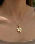 North Star Round Locket Necklace 14k Gold Filled - Photo Locket Pendant