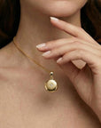North Star Round Locket Necklace 14k Gold Filled - Photo Locket Pendant