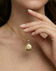 North Star Round Locket Necklace 14k Gold Filled - Photo Locket Pendant
